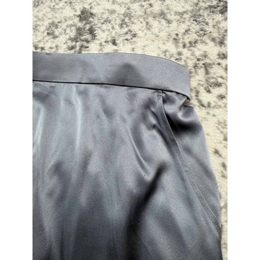 RAVELLA Blue Gray Wide Leg Pants 100% Pure Mulberry Silk Women's L-P NEW - Picture 7 of 9